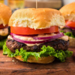 Close up photo of a Buffalo Burger