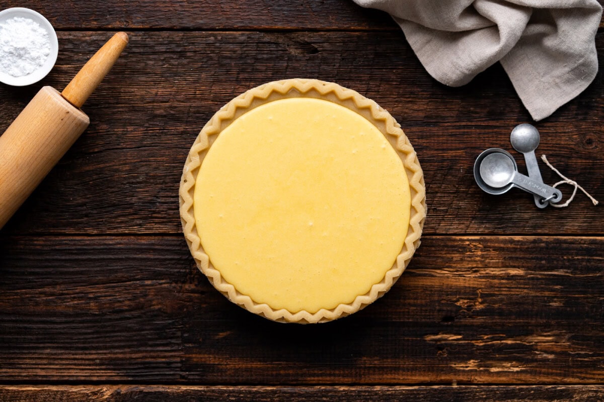 overhead of unbaked chess pie