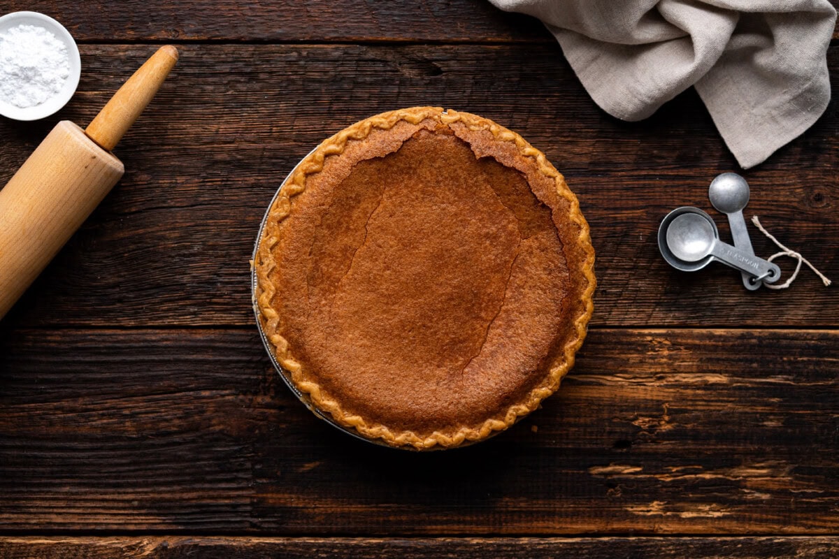 baked chess pie overhead