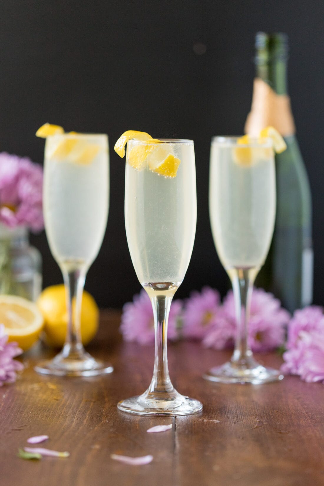 Three French 75 cocktails
