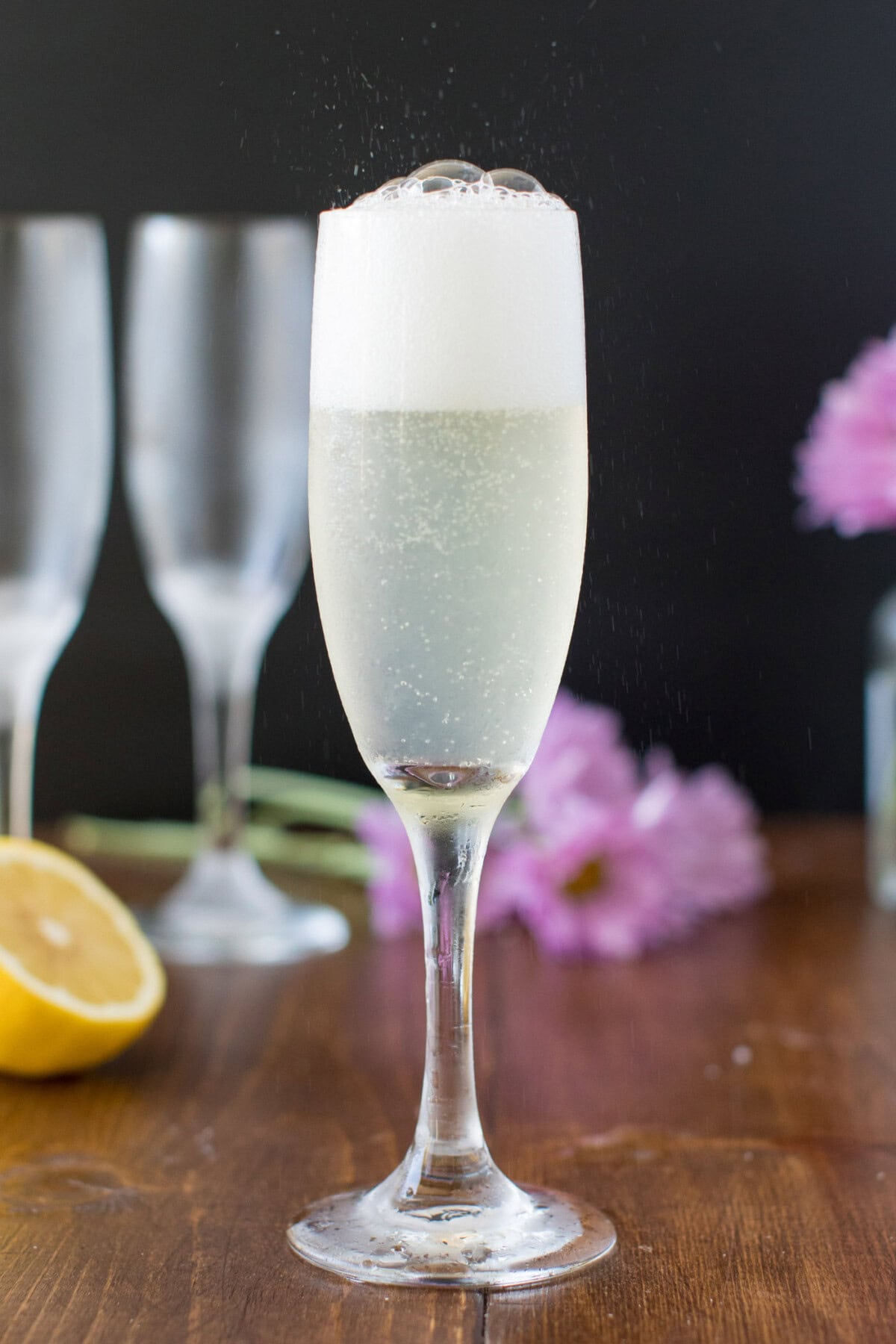 champagne fizzing in flute