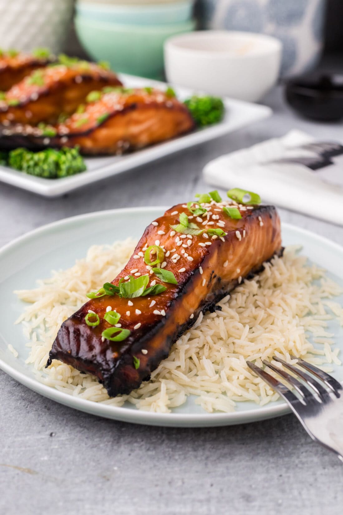 Miso Salmon on a bed of rice