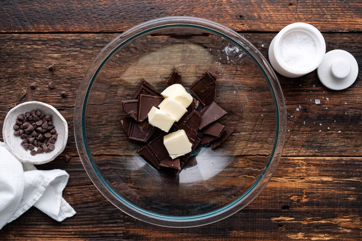 dark chocolate and butter in a bowl