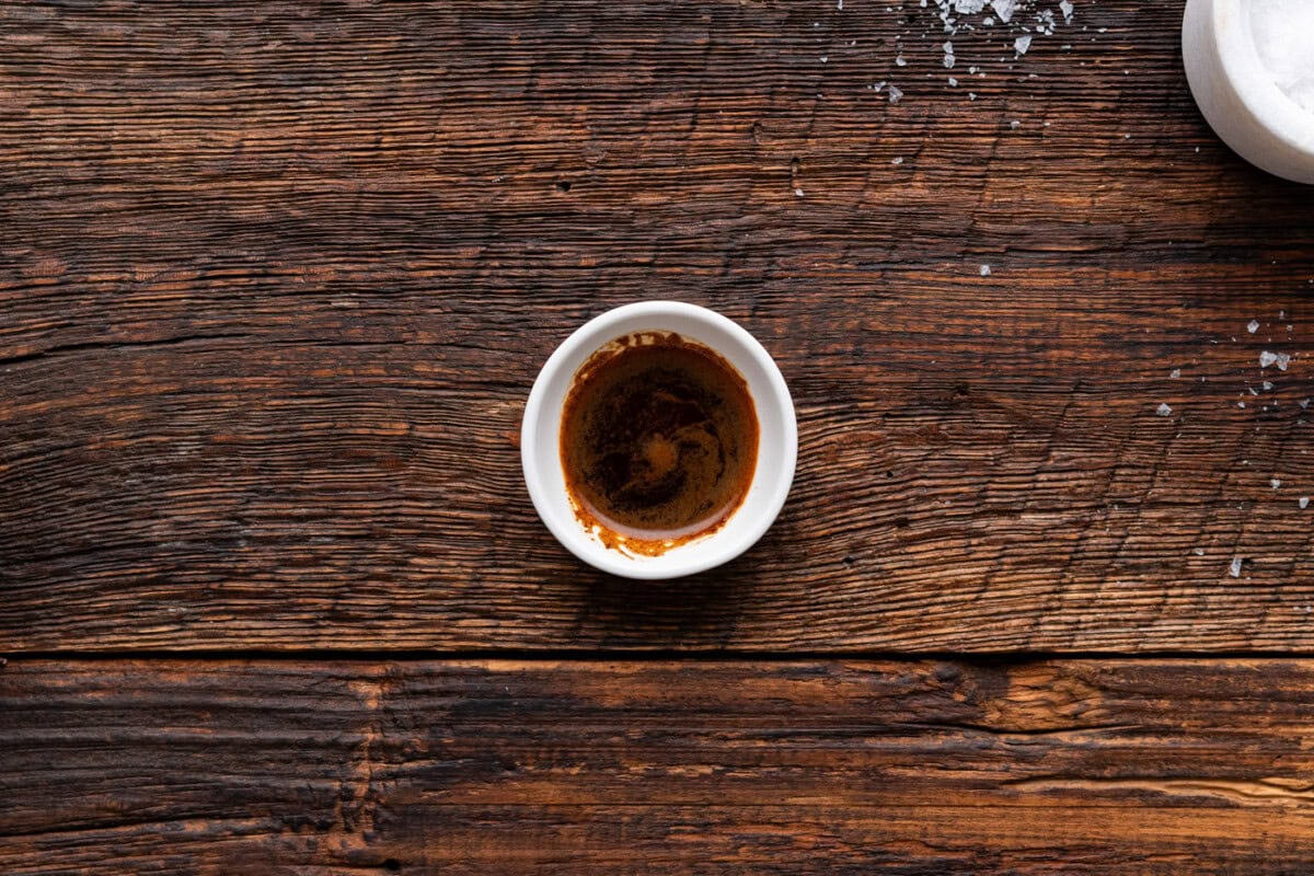 instant espresso powder mixed with water