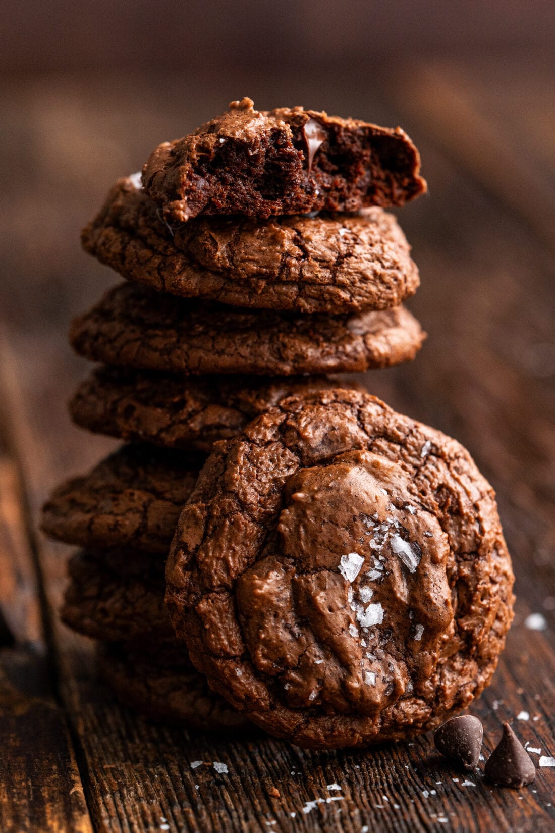 Stack of Salted Brownie Cookies