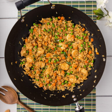 Shrimp Fried Rice in a wok