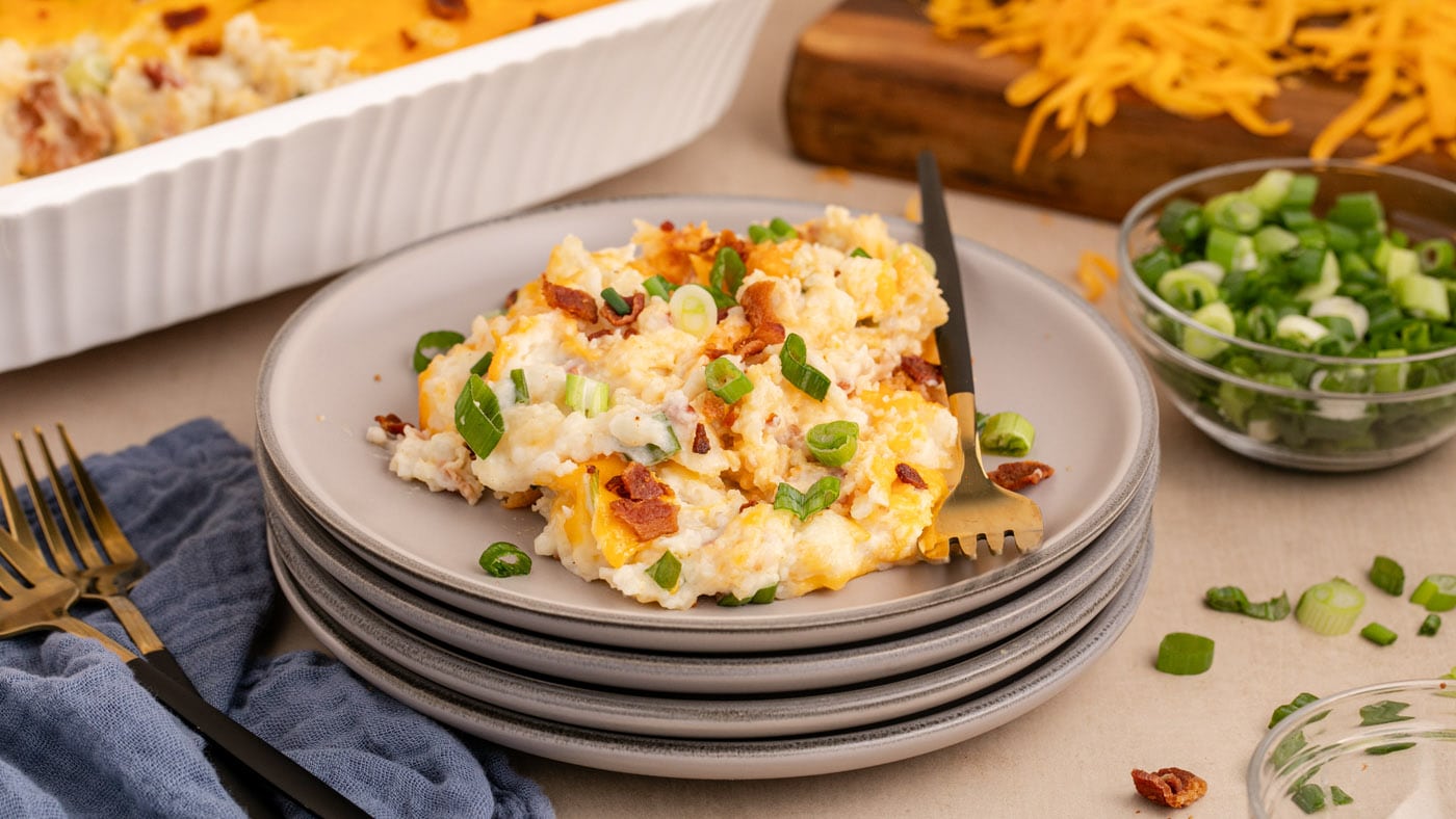 All of your favorite fixings combine to create a family-style side in this creamy, loaded twice bake