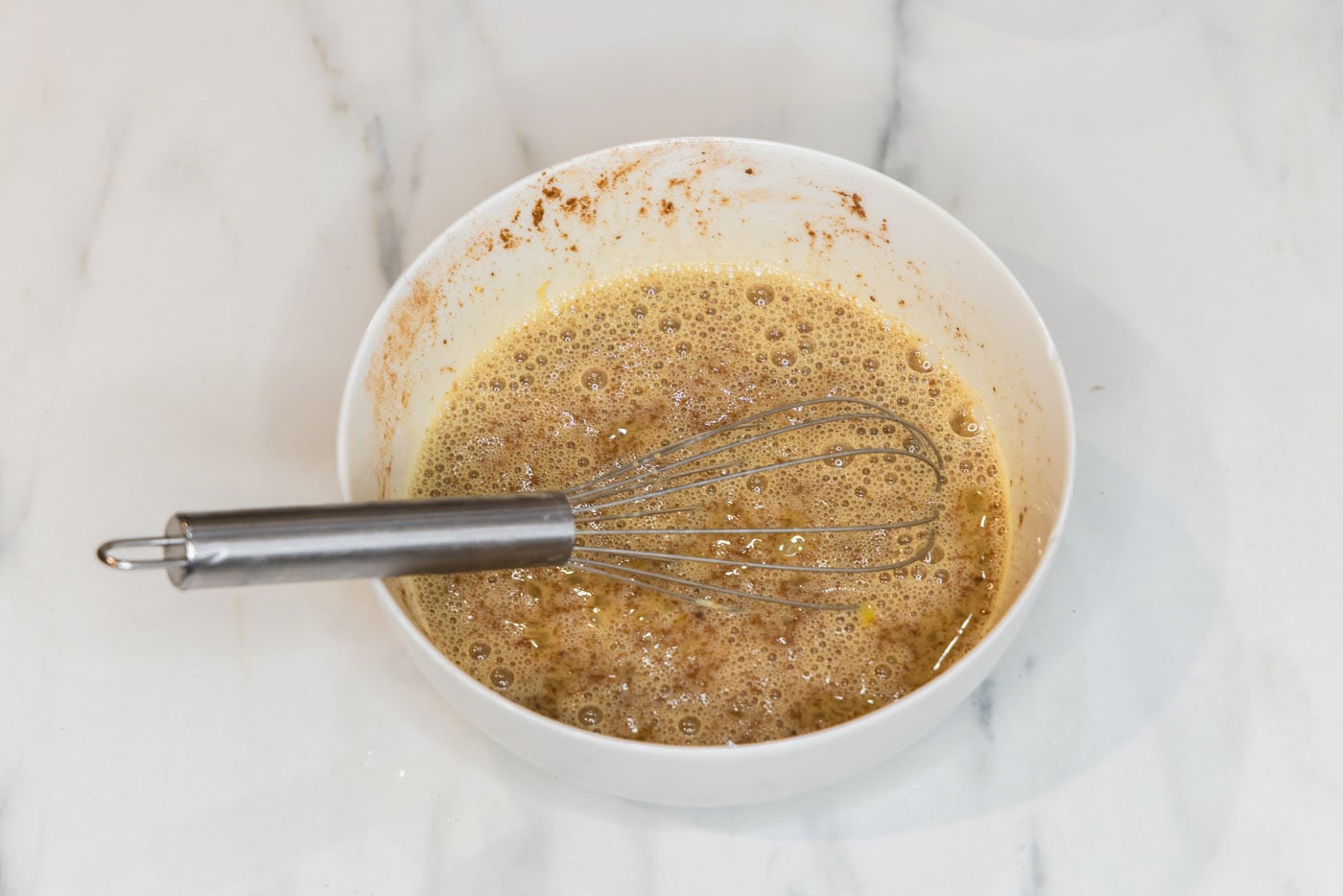 whisked French toast bread batter