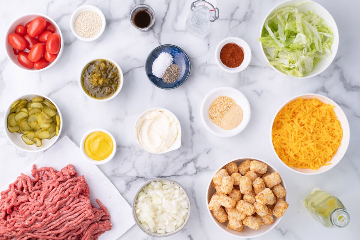 Ingredients for Big Mac Casserole