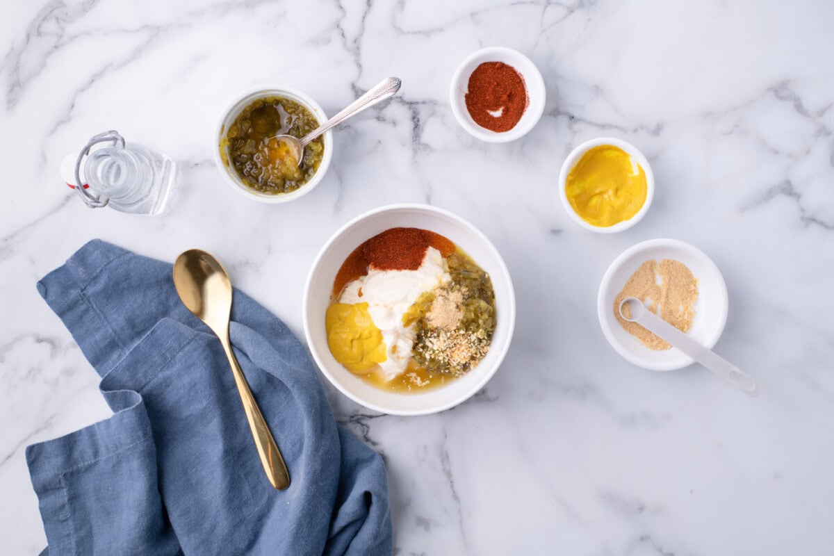homemade Big Mac sauce ingredients in a bowl