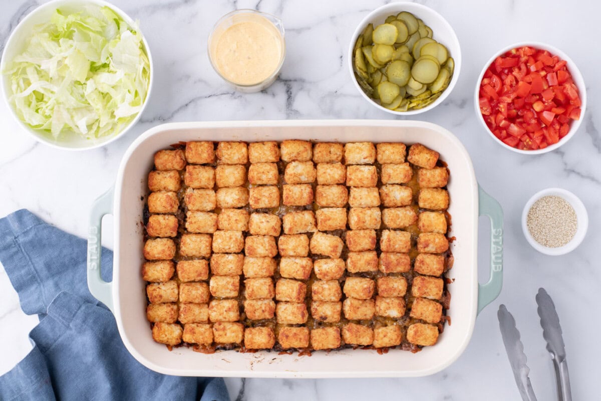 baked tater tot and ground beef casserole