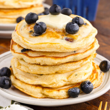 Stack of Blueberry Pancakes on a plate