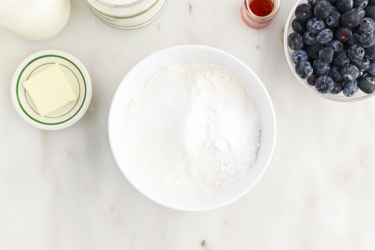 pancake dry ingredients mixed in a bowl