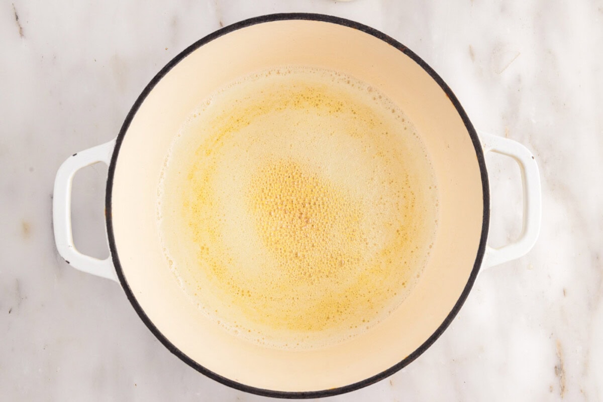 melted butter in saucepan