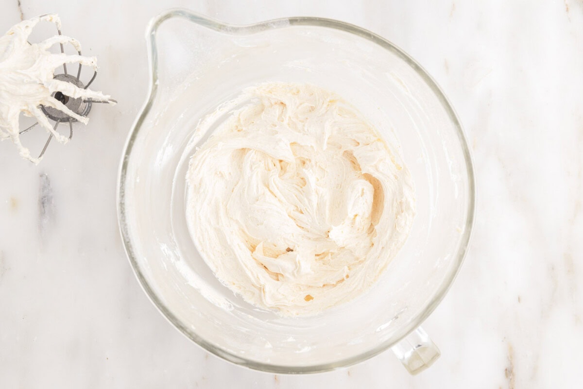 easy brown butter frosting in a mixing bowl