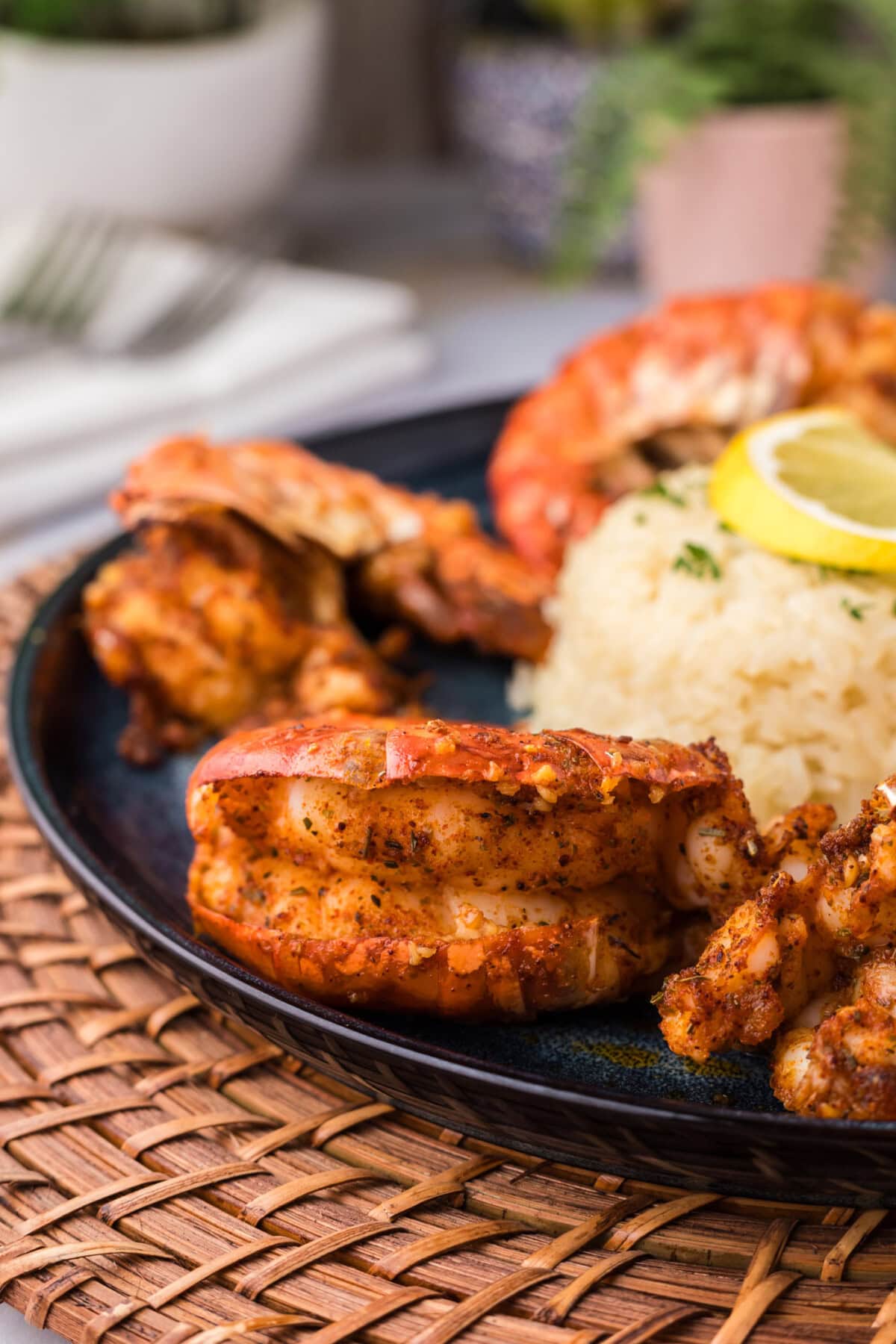 Close up photo of Colossal Shrimp on a plate