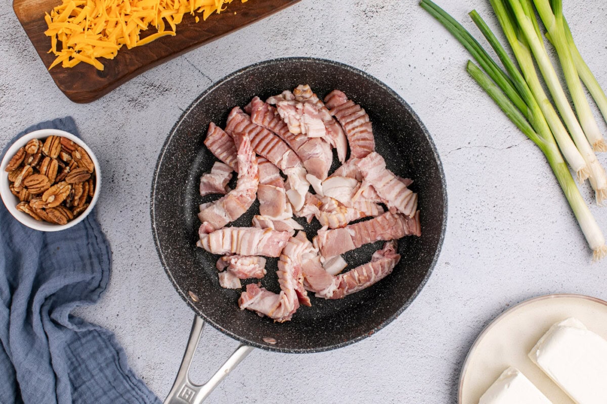 bacon strips in a skillet