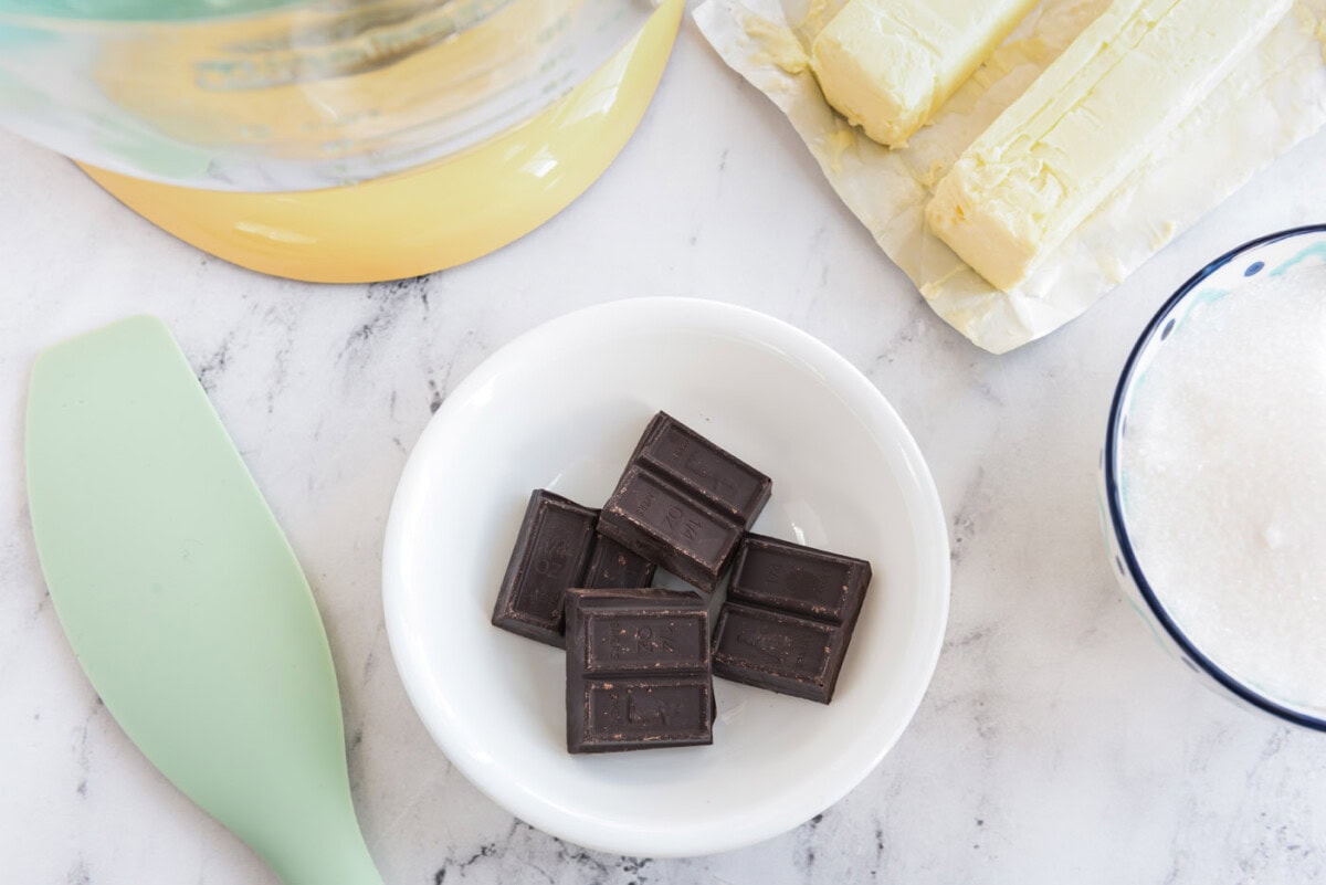 chocolate squares in a bowl