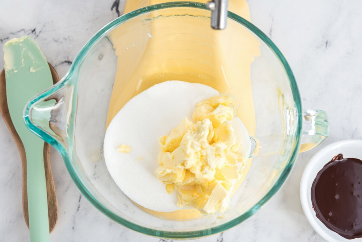 butter and sugar in a stand mixer bowl
