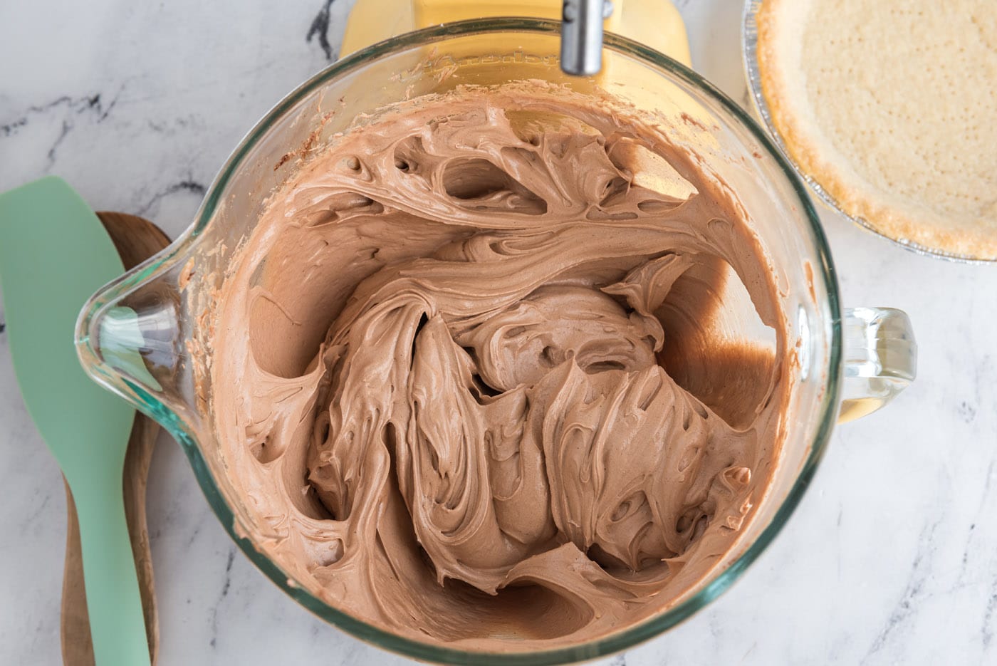 French silk pie filling in a bowl