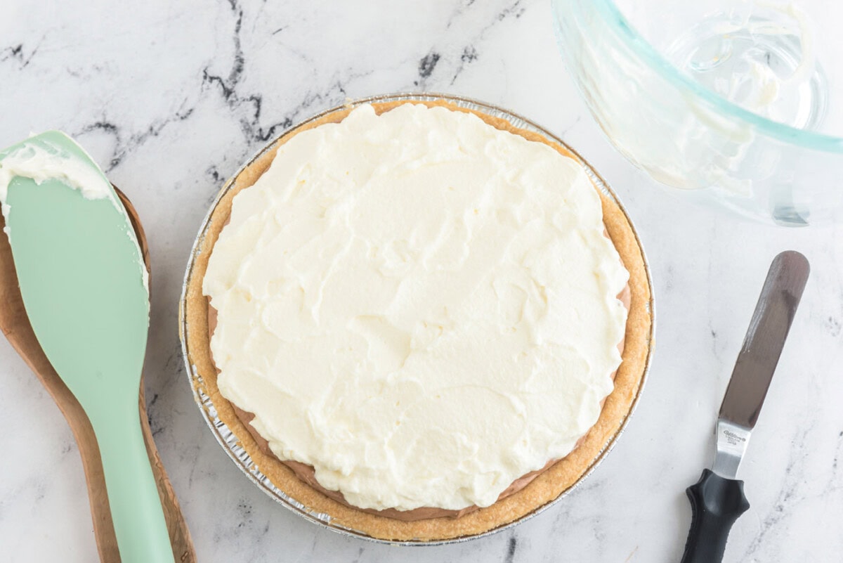 whipped cream on top of French silk pie