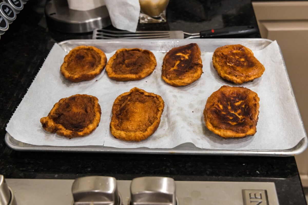 Korean fish cakes on a baking sheet