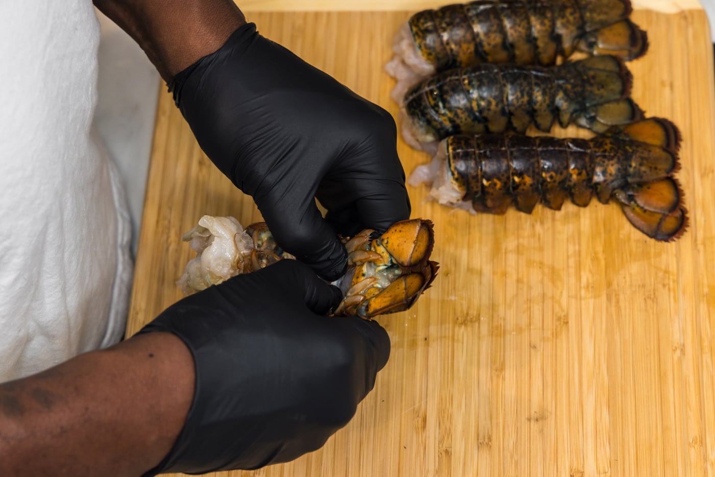 breaking open lobster shell