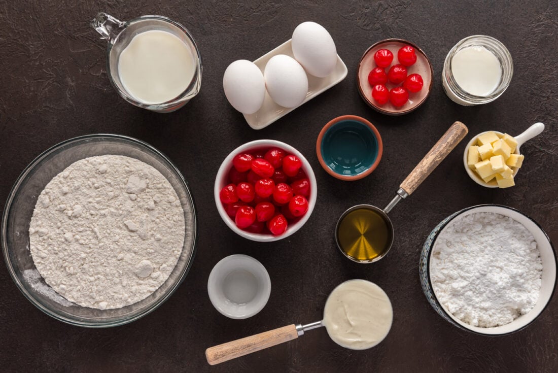 Ingredients for Maraschino Cherry Bundt Cake