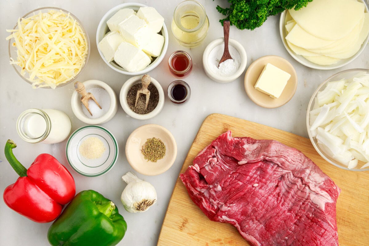 Ingredients for Philly Cheesesteak Casserole
