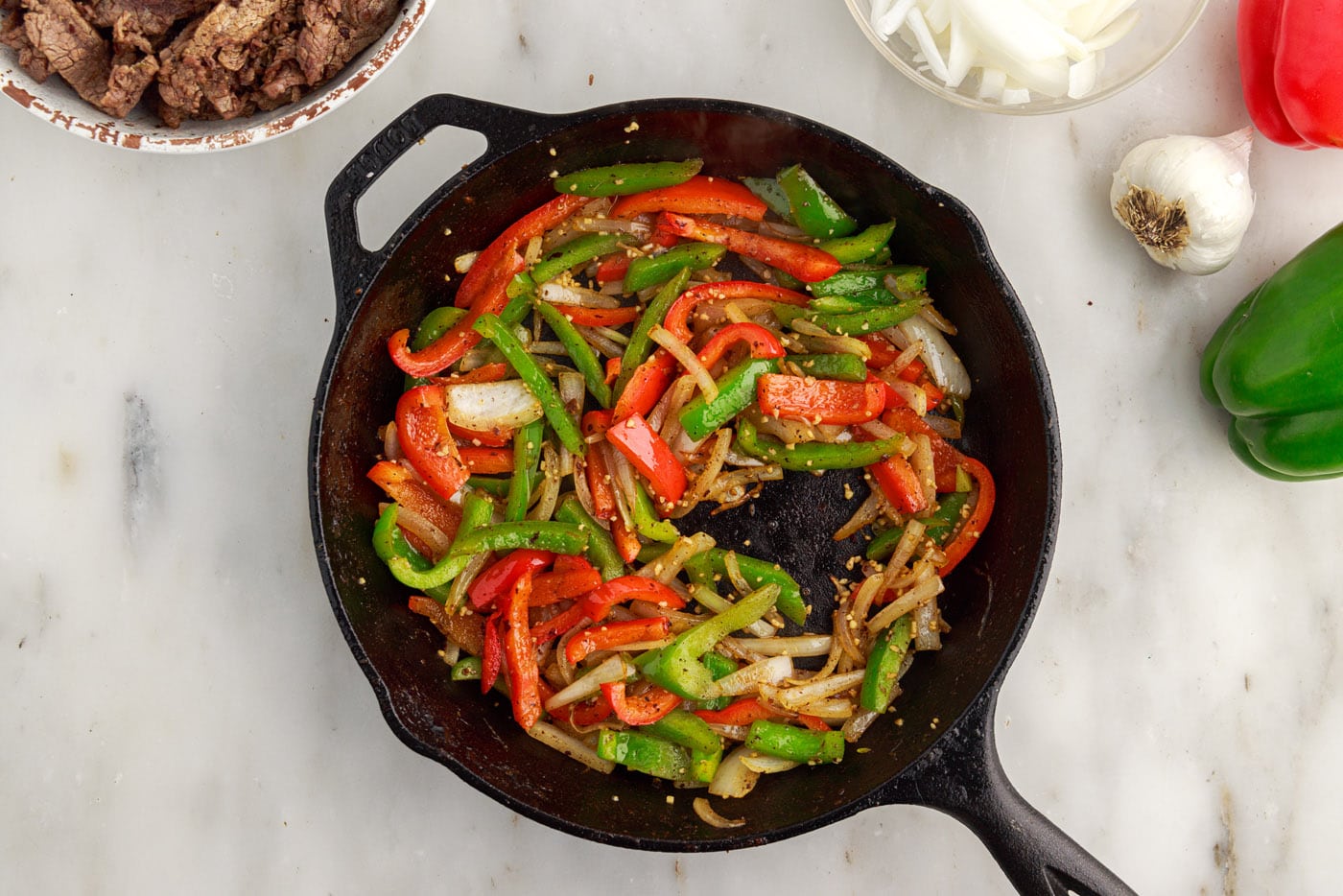 cooked veggies in a skillet