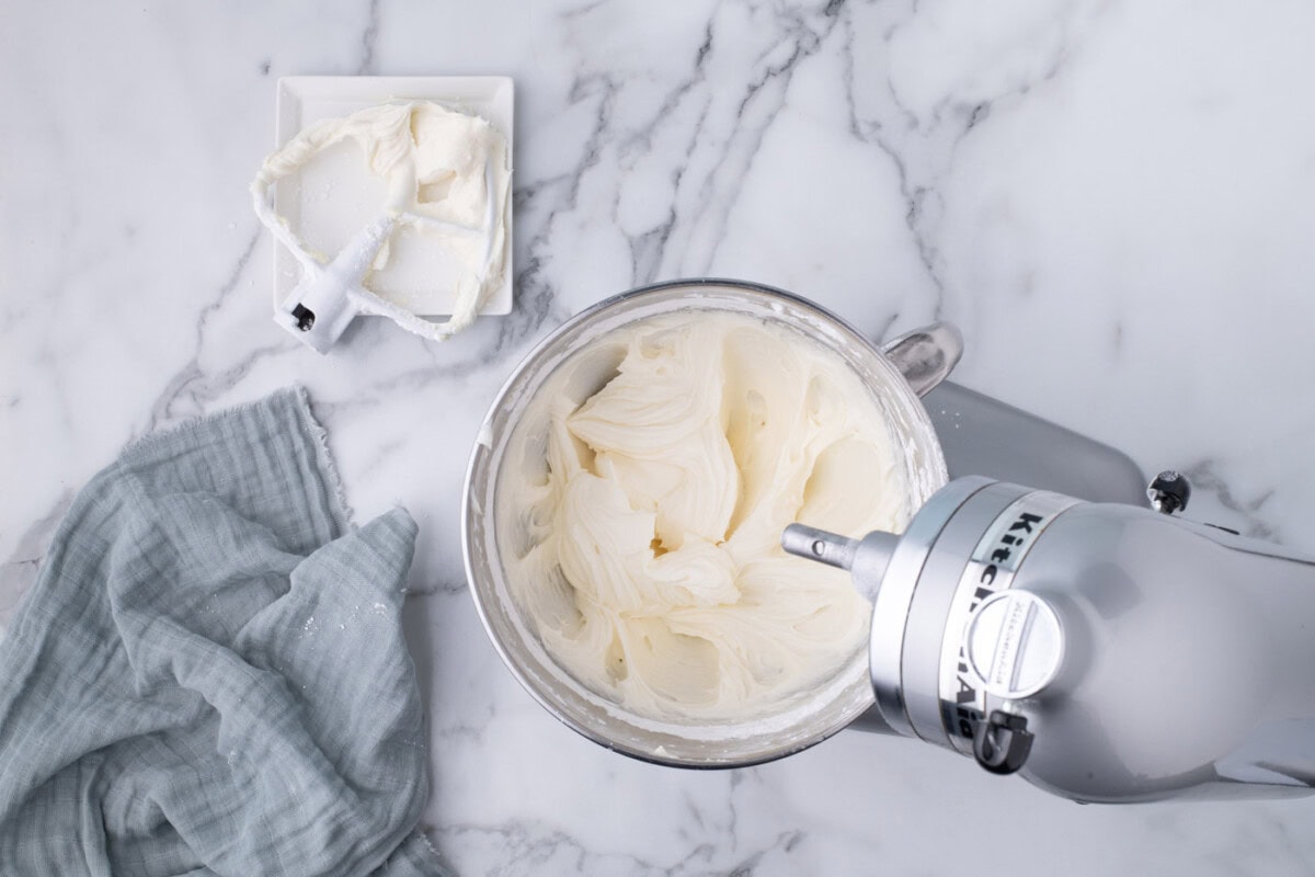 homemade cream cheese frosting in a bowl