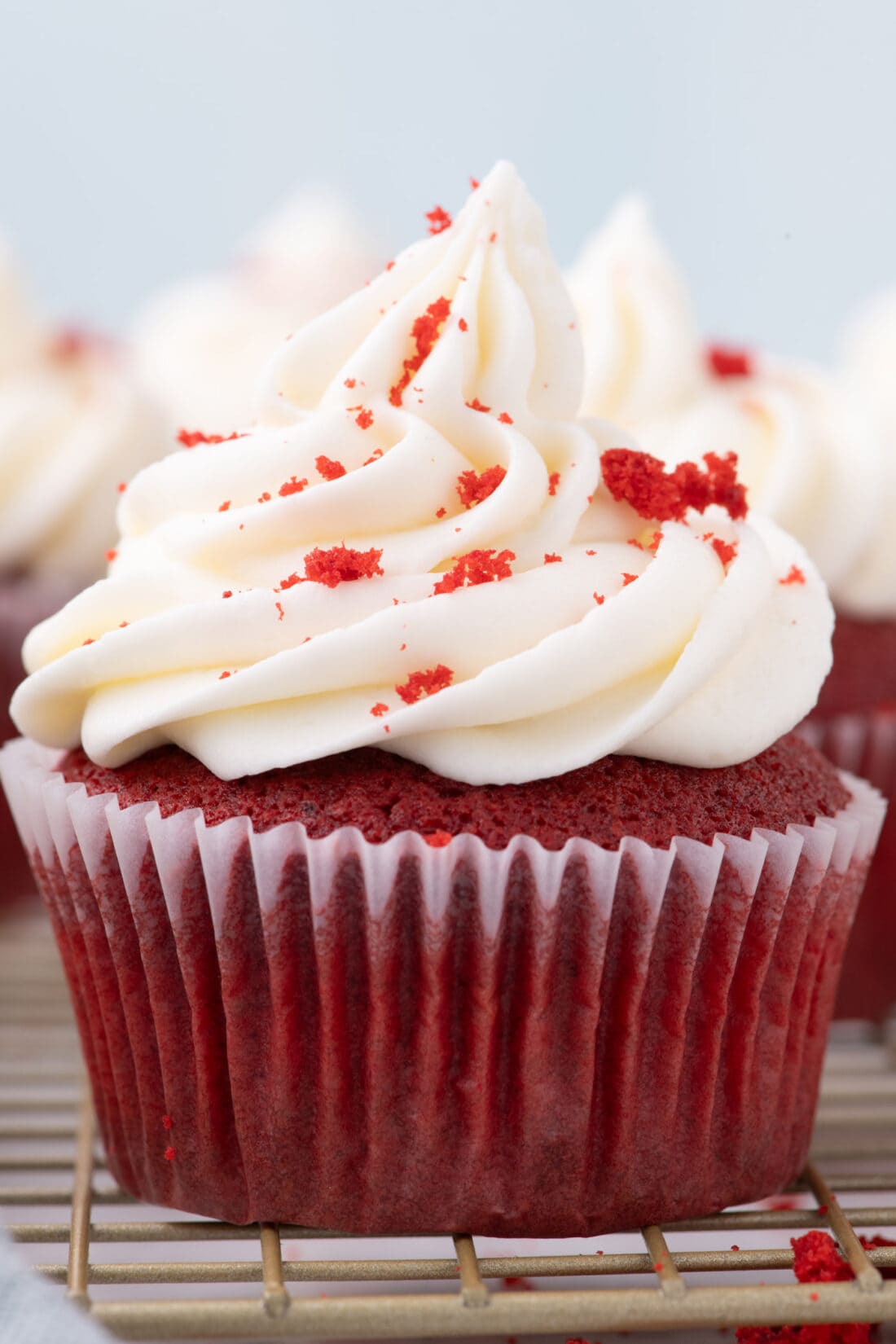 Close up photo of a Red Velvet Cupcake