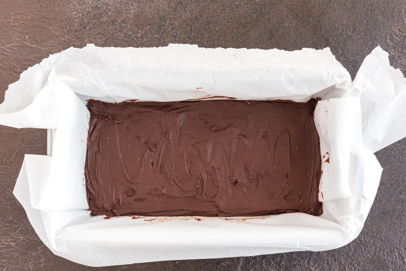 no cook chocolate fudge in a loaf pan