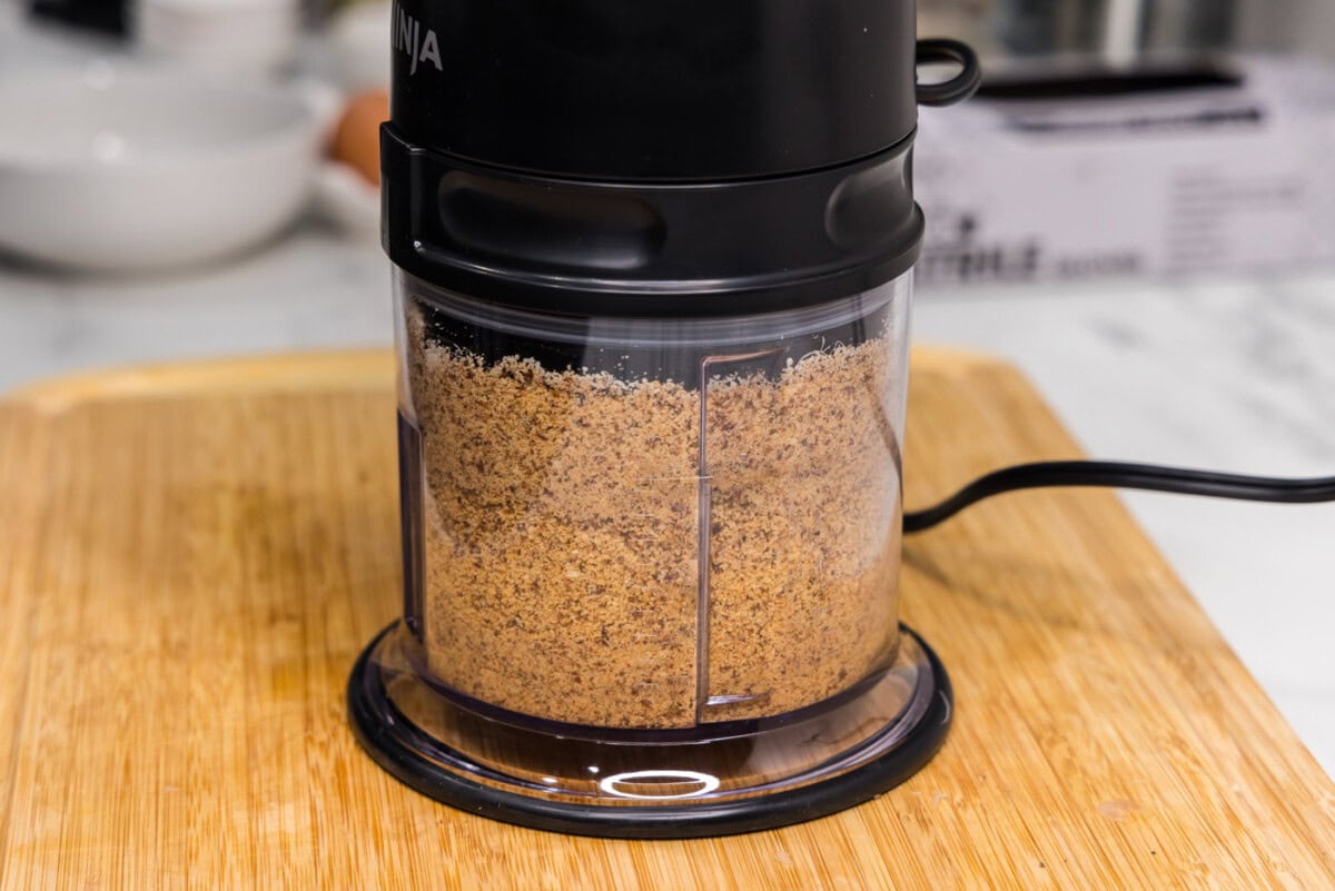 crushed almonds in a food processor
