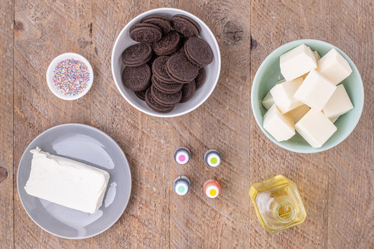 Ingredients for Easter Egg Oreo Truffles