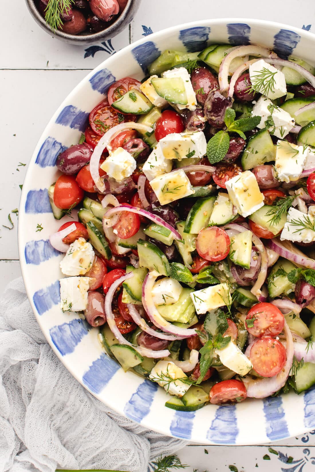 Close up photo of Greek Salad in a bowl