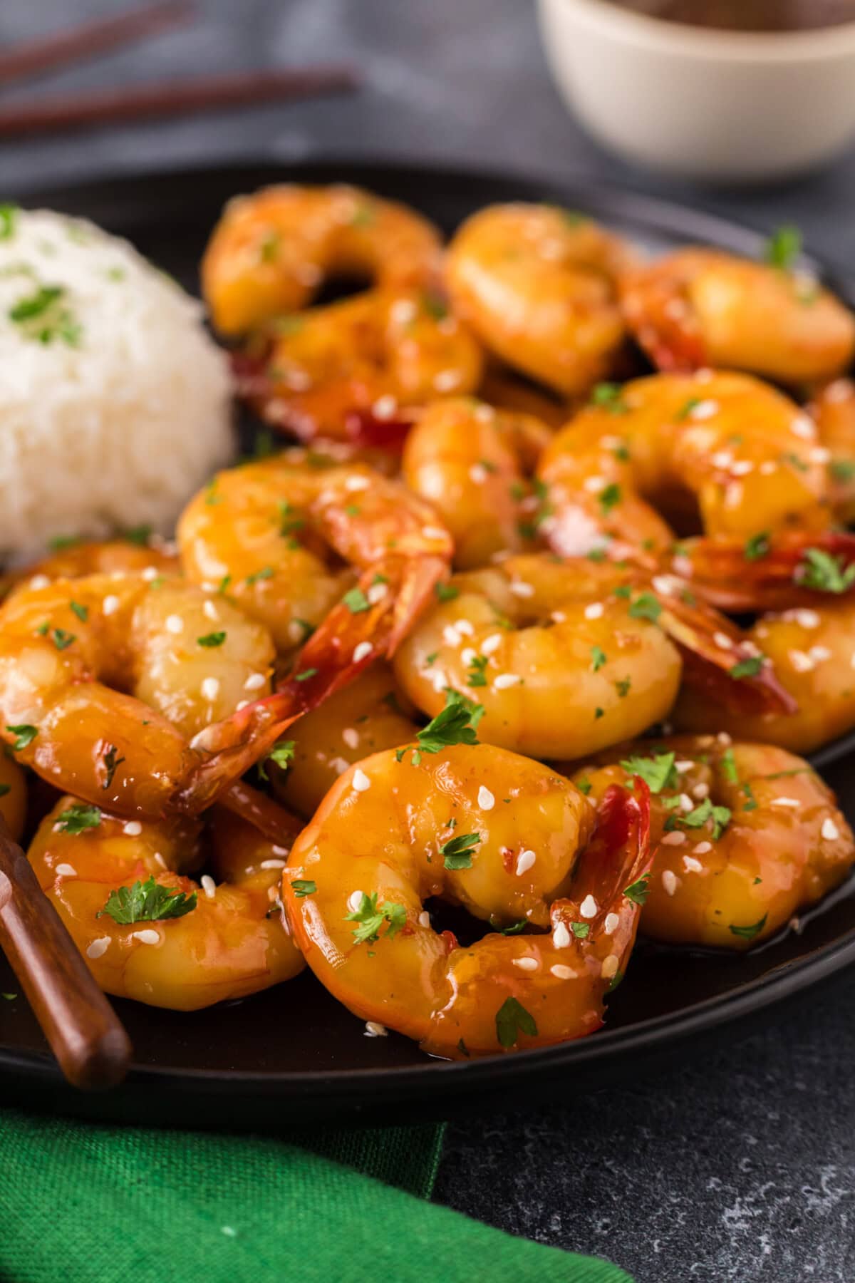 Close up photo of Honey Garlic Shrimp