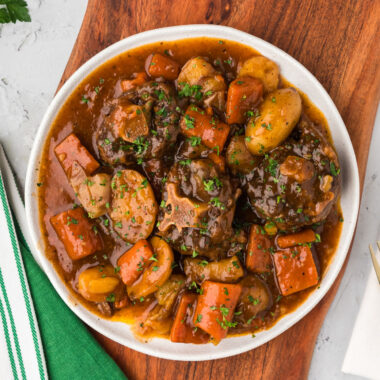 Overhead photo of a plate of Instant Pot Oxtail