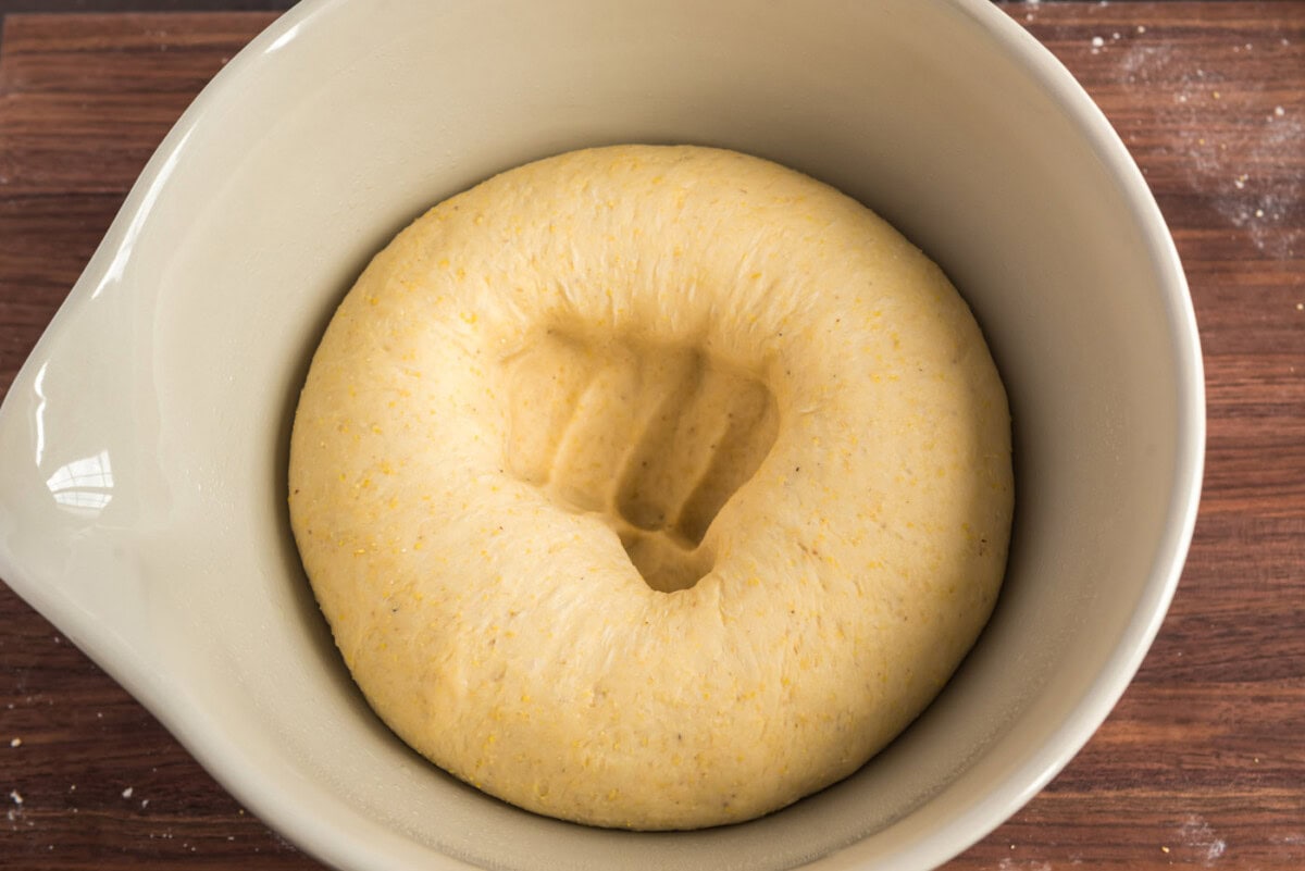 hole punched into dough ball