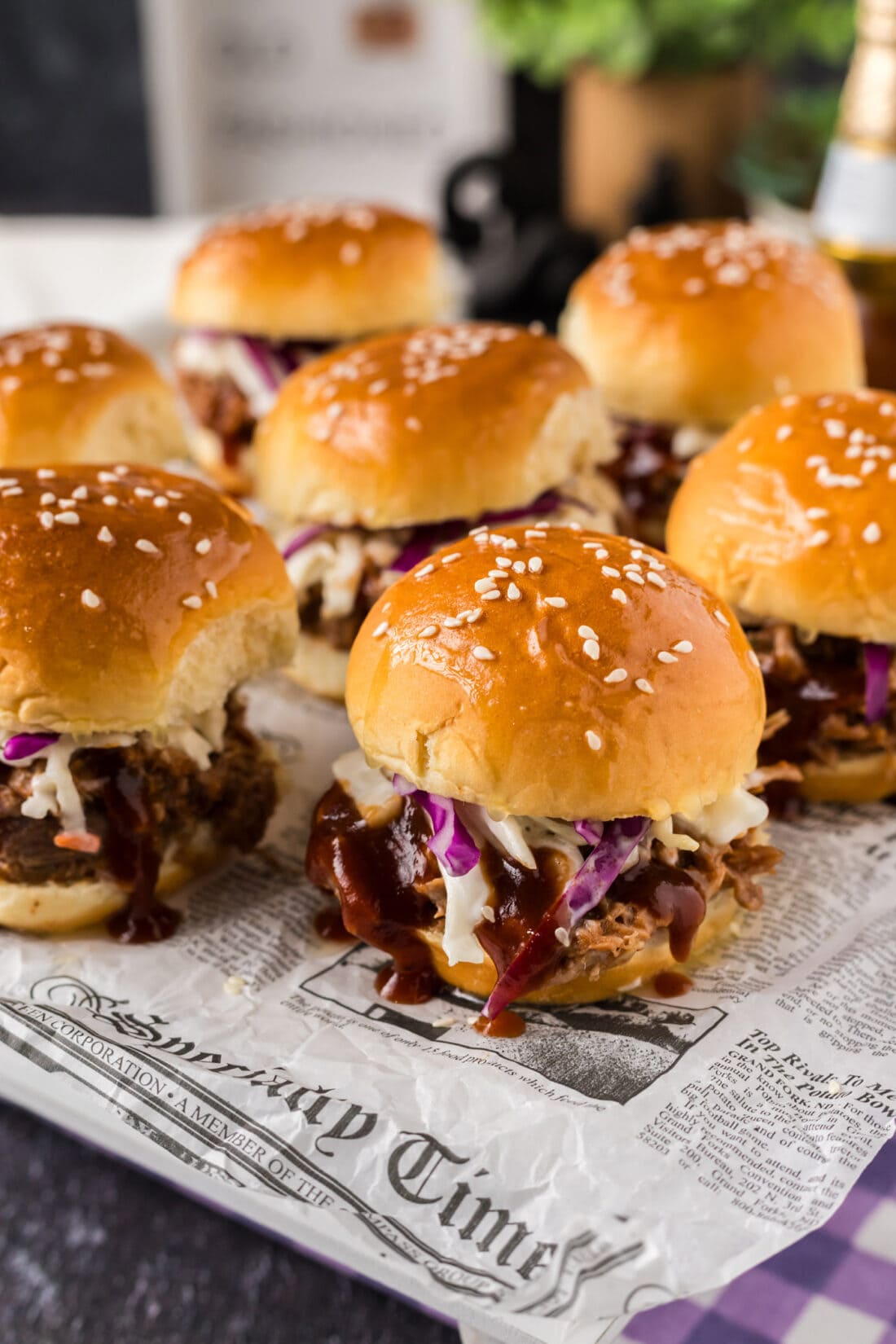 Pulled Pork Sliders on parchment paper