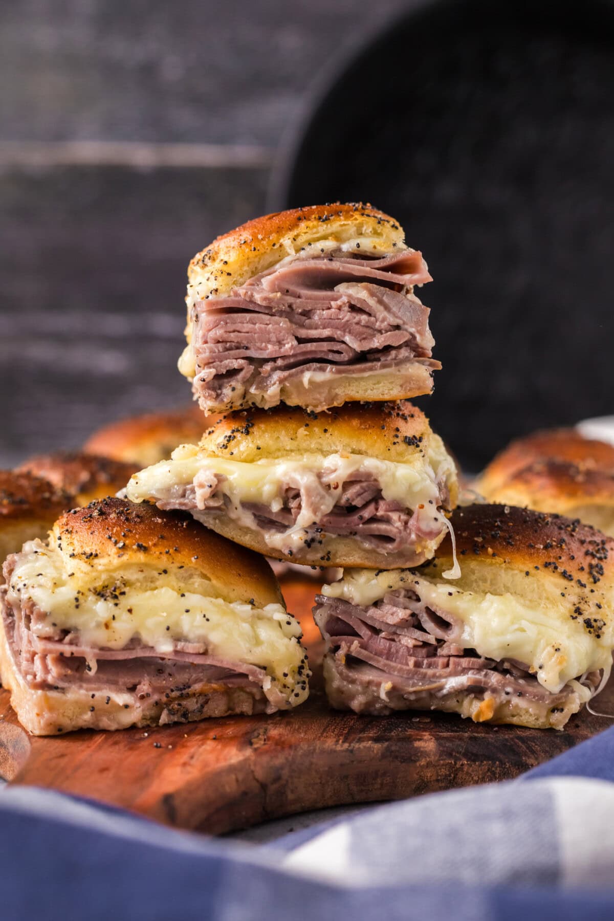 Stack of Roast Beef Sliders