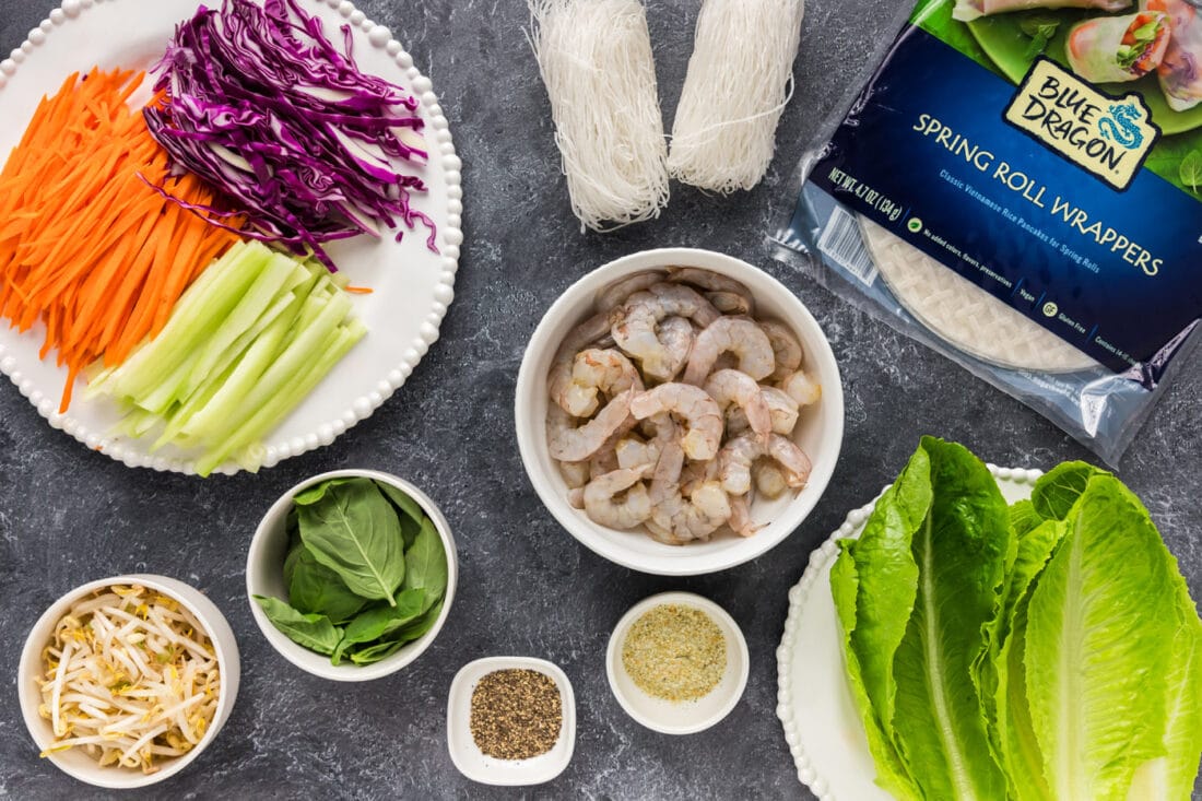 Ingredients for Shrimp Spring Rolls