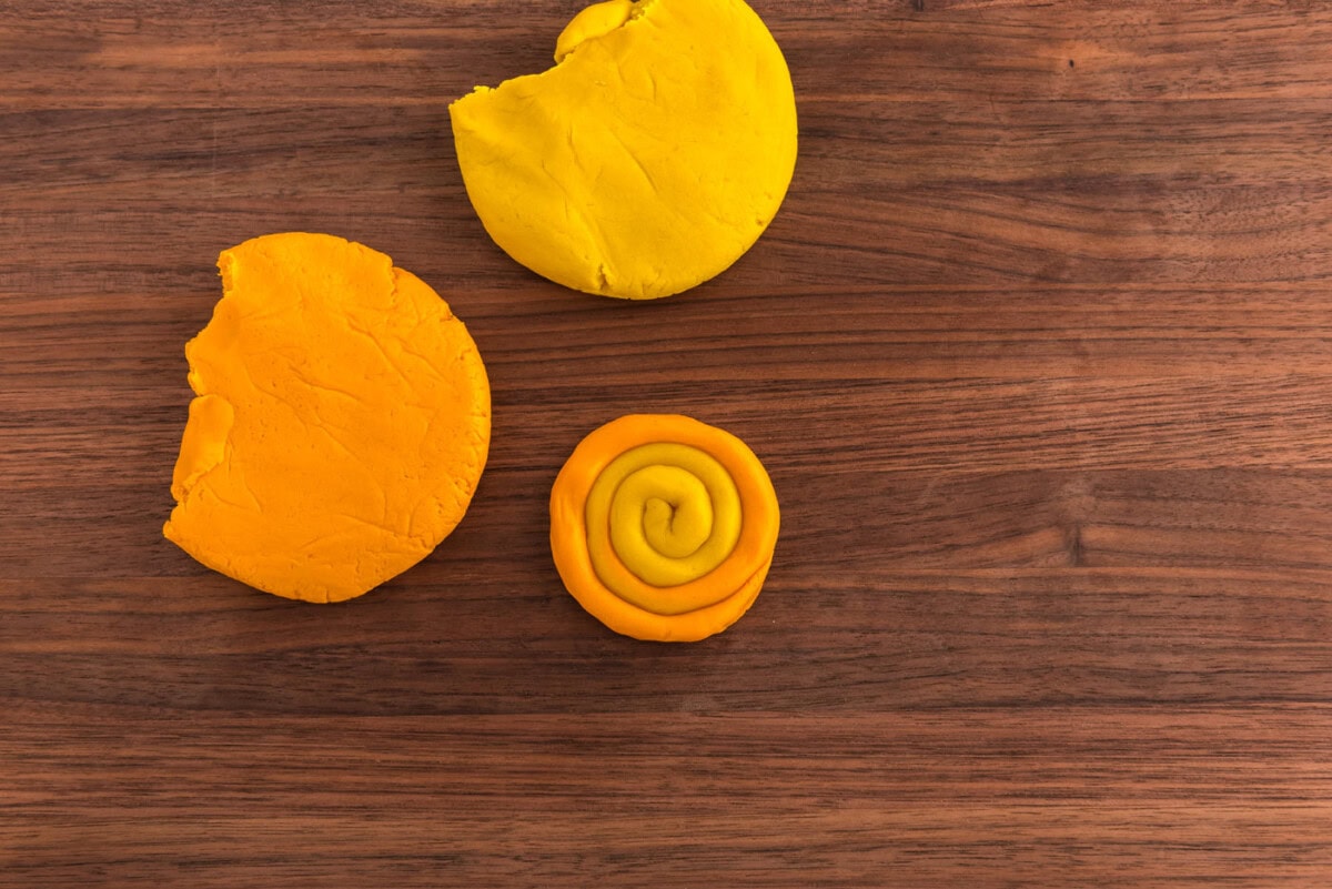 spiral gold coin sugar cookie dough
