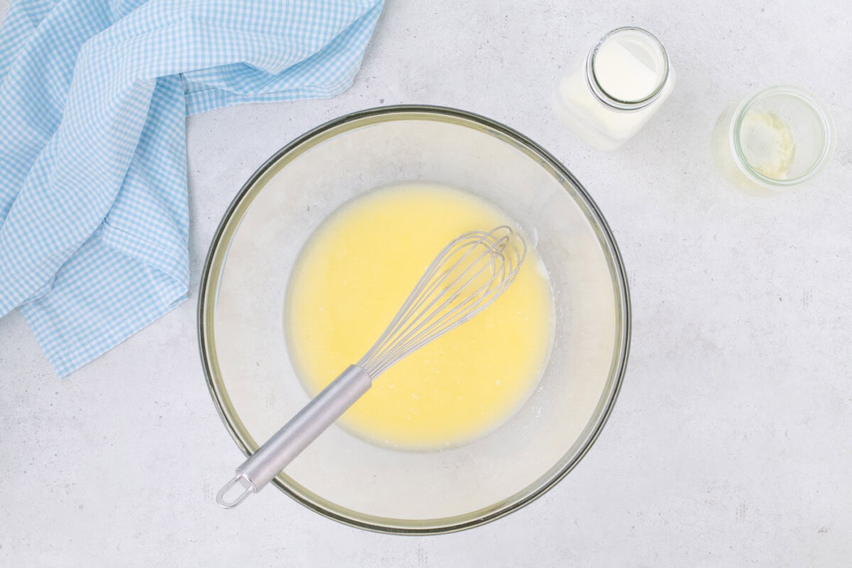 whisked buttermilk and melted butter mixture