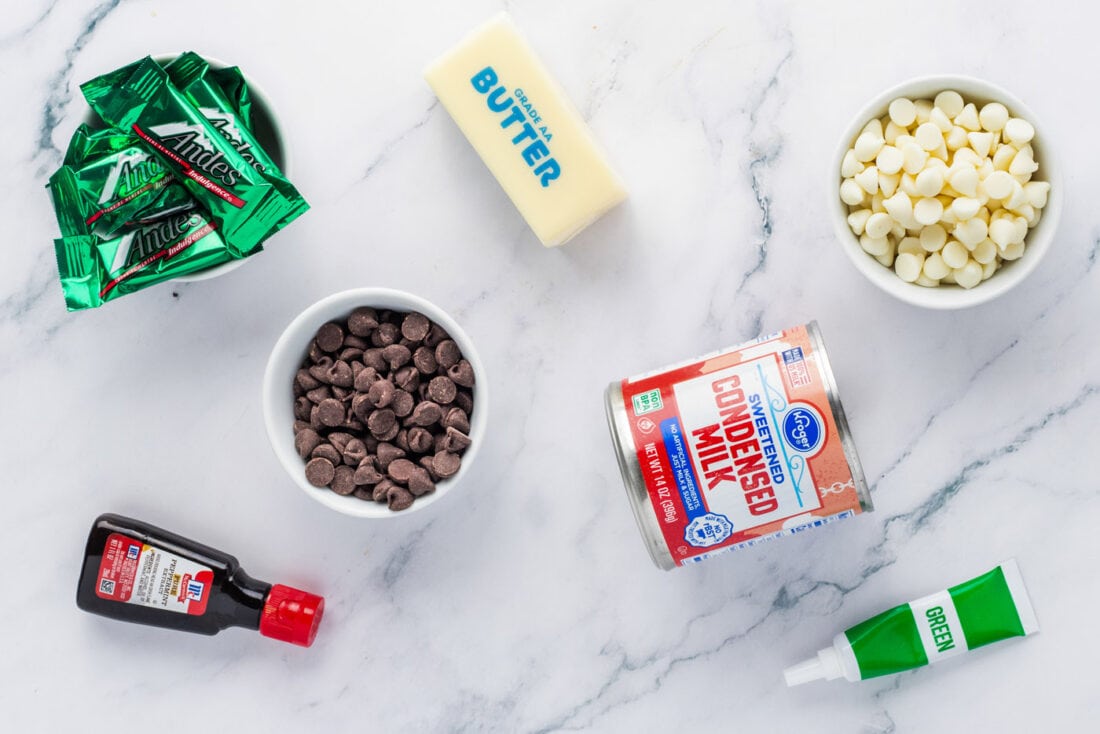 Ingredients for Andes Mint Fudge