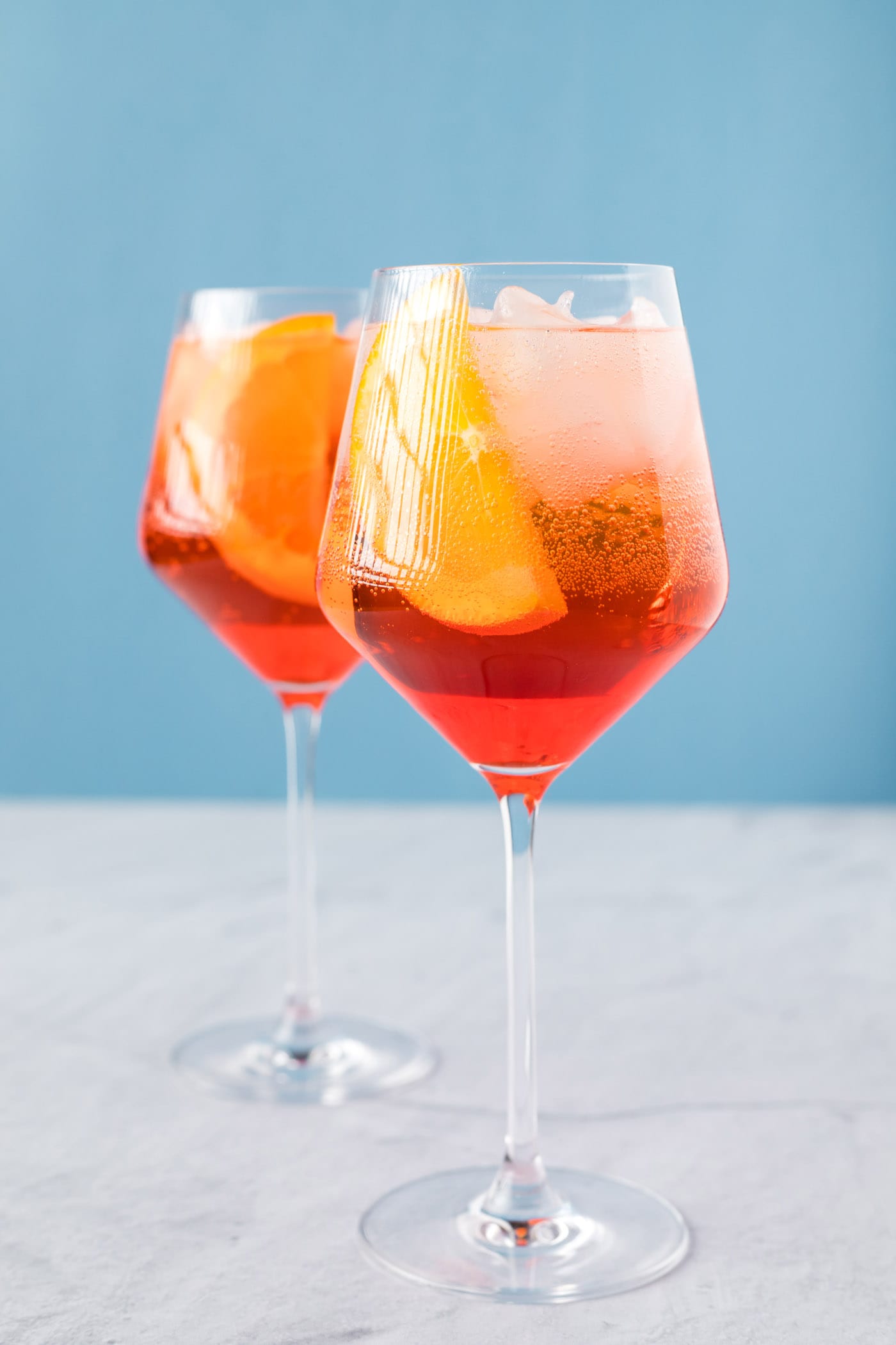 classic Aperol Spritz cocktail recipe in wine glasses