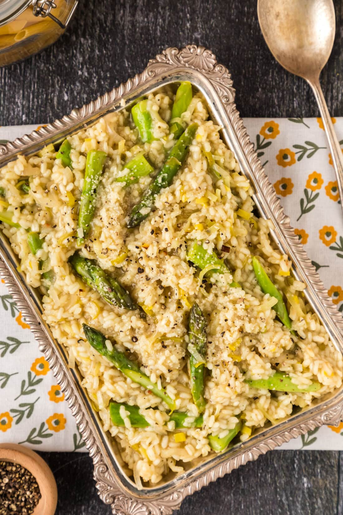 Serving platter of Asparagus Risotto