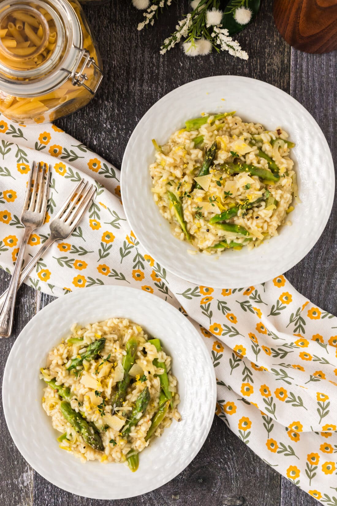 Two bowls of Asparagus Risotto