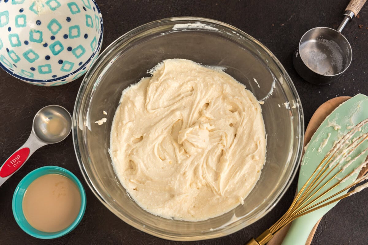 whisked mascarpone cheese with sugar and Bailey's Irish cream