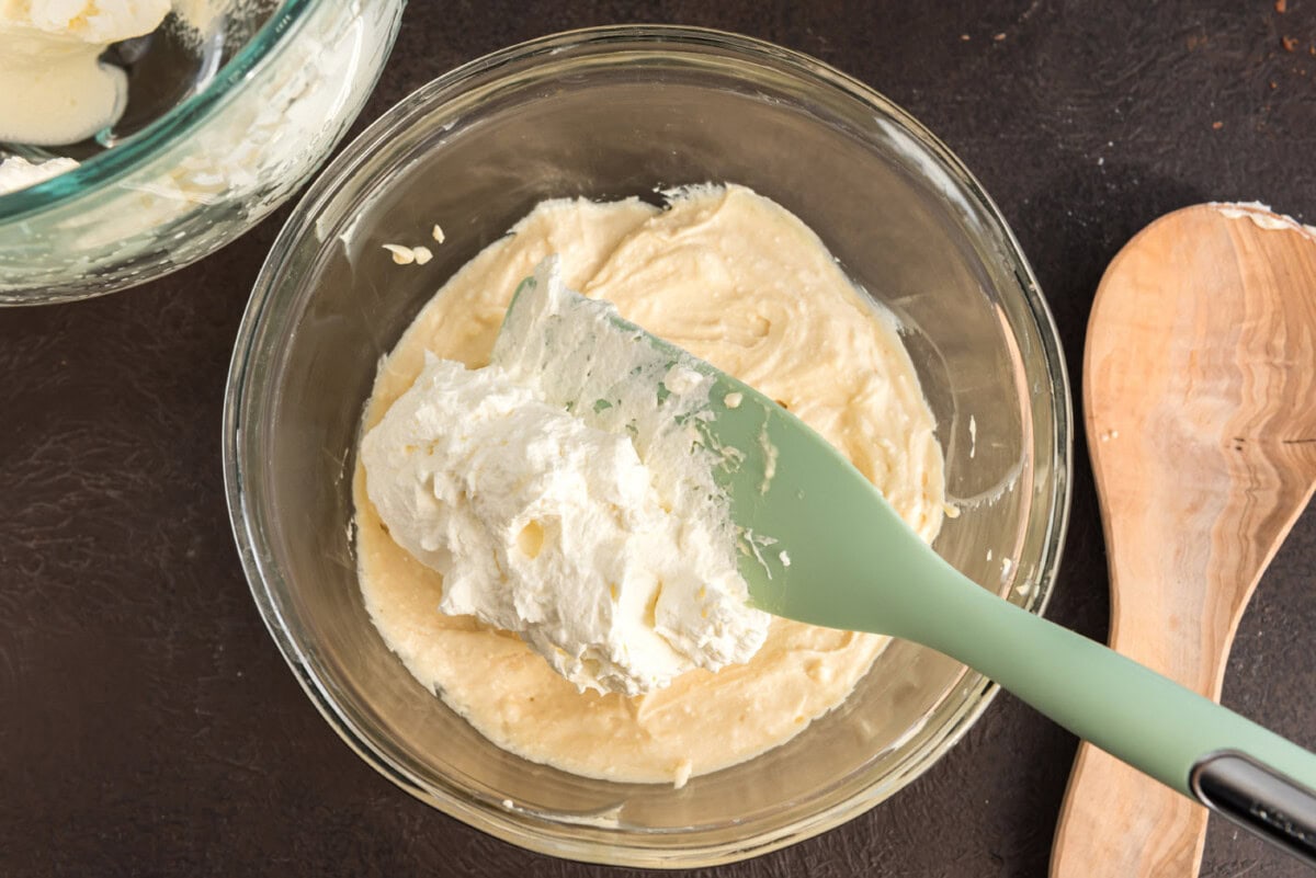 folding whipped cream into bailey's mascarpone mixture